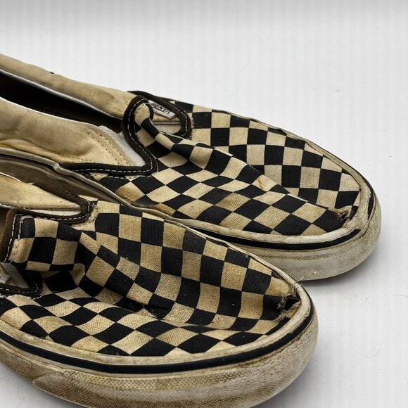 Vans Classic Slip On Checkerboard Black White Canvas Skate Shoes Men 6.5 Women 8 - Picture 2 of 8